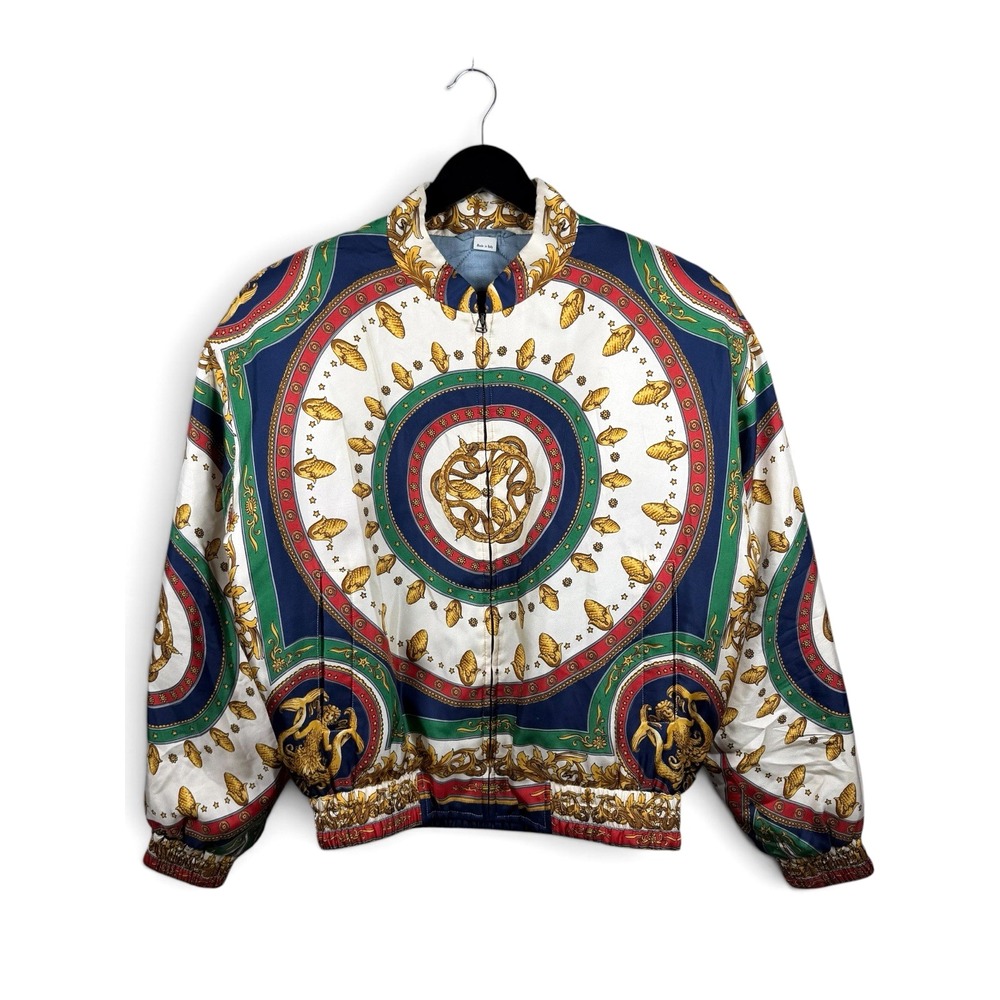 Gucci 100% Silk 'Mermaid' Blouson Jacket - Green/Ivory - SIZE 46 - RETAIL: $2800